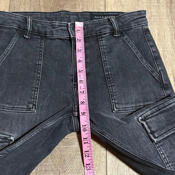 ALL SAINTS Duran Skinny Cargo Jeans Size 26 Black - Picture 9 of 13